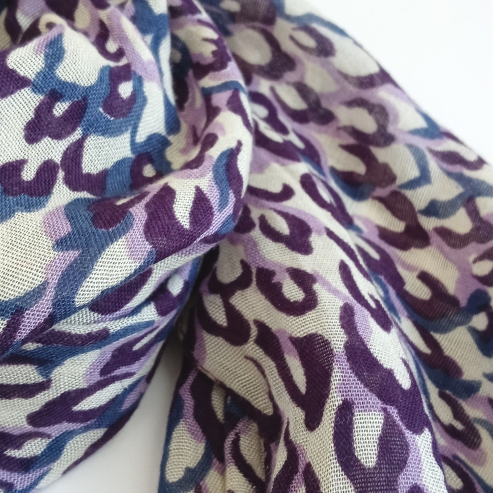 Women’s Feminine Soft Purple Animal Print Cotton Scarf - Picture 2 of 4